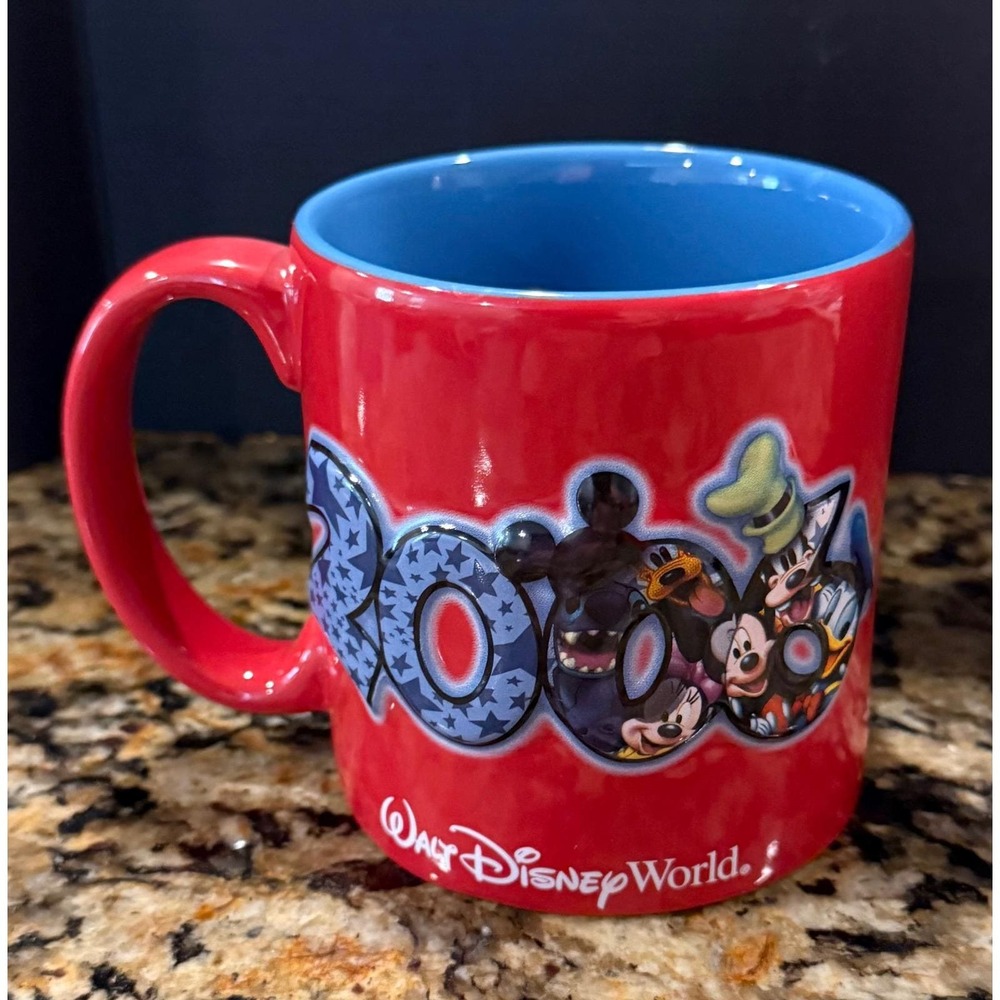 Disney Coffee Mug Red 2006 Walt Disney World Mickey Stitch Ceramic Vintage